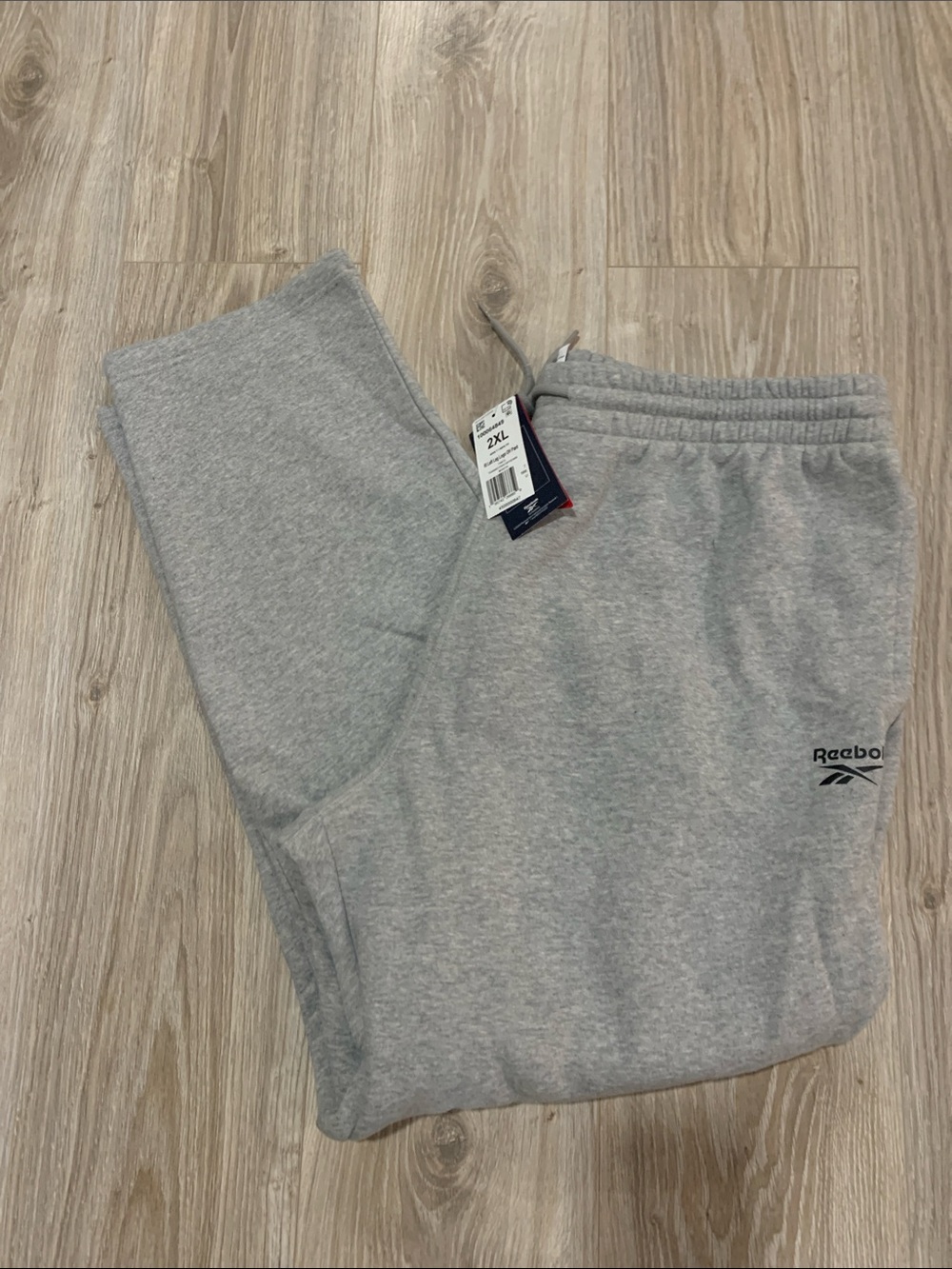 Reebok Men’s Light Gray Fleece Joggers with Logo